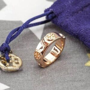 Tory Burch Miller Studded Logo Ring in Rose Gold (Brand New with Dust Bag)